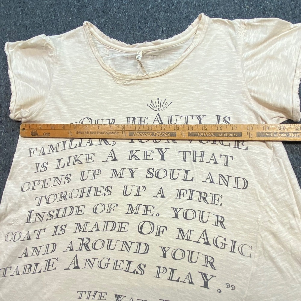 Magnolia Pearl The Waterboys TShirt Sz OS Womens Beige Boho Distressed Tee - Picture 6 of 7